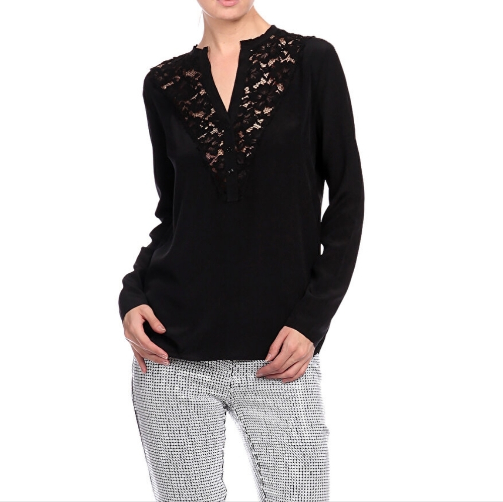 SANDRO | $240 Silk & Lace Blouse - Picture 3 of 5